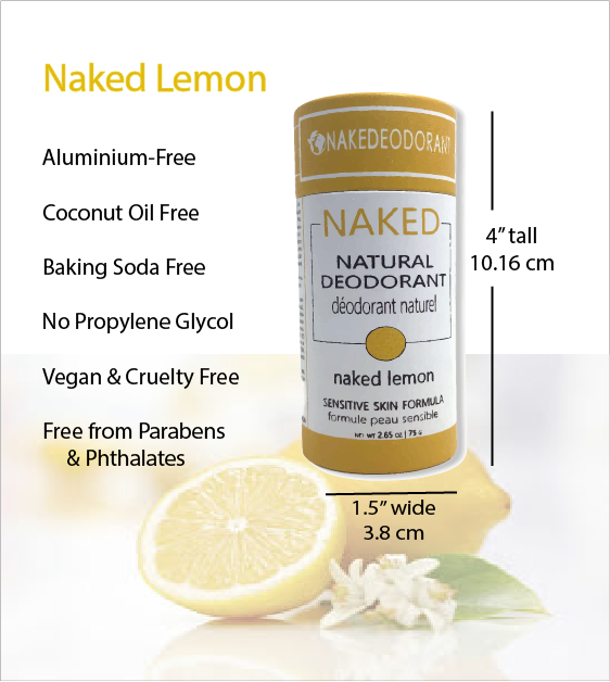 Naked Lemon Natural Deodorant for Women and Men with Magnesium by NakeDeodorant- Vegan, Push up Biodegradable Eco-Friendly Tube - Made in Canada - Image 2