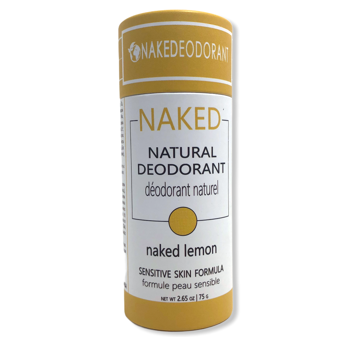 Naked Lemon Natural Deodorant for Women and Men with Magnesium by NakeDeodorant- Vegan, Push up Biodegradable Eco-Friendly Tube - Made in Canada